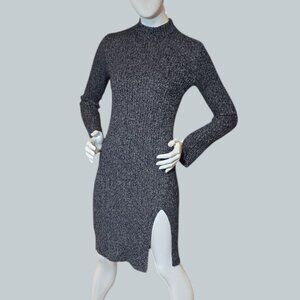 BCBG MAXAZRIA Black & Gray Sweater Mock Turtleneck Dress sz XXS